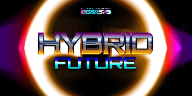 Vector retro futuristic 80s hybrid future editable text effect style vibrant back to the future theme with experimental background ideal for poster flyer rad 1980s touch