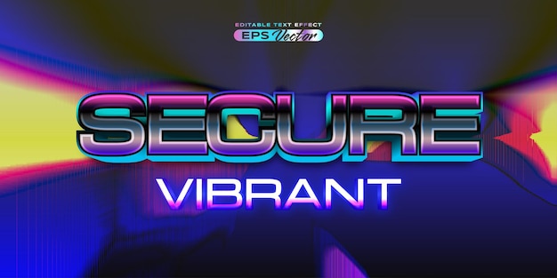 Retro futuristic 80s secure vibrant editable text effect style vibrant back to the future theme with experimental background ideal for poster flyer rad 1980s touch