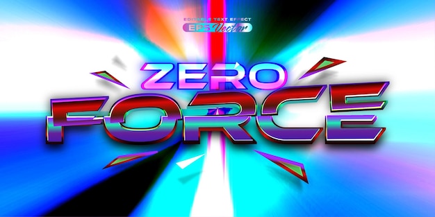 Retro futuristic 80s zero force editable text effect style vibrant back to the future theme with experimental background ideal for poster flyer rad 1980s touch