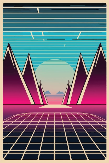 Vector retro futuristic background vector art illustration design