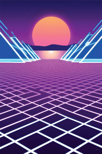 Vector retro futuristic background vector art illustration design