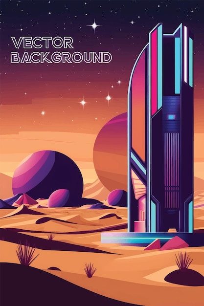 Vector retro futuristic background vector art illustration design