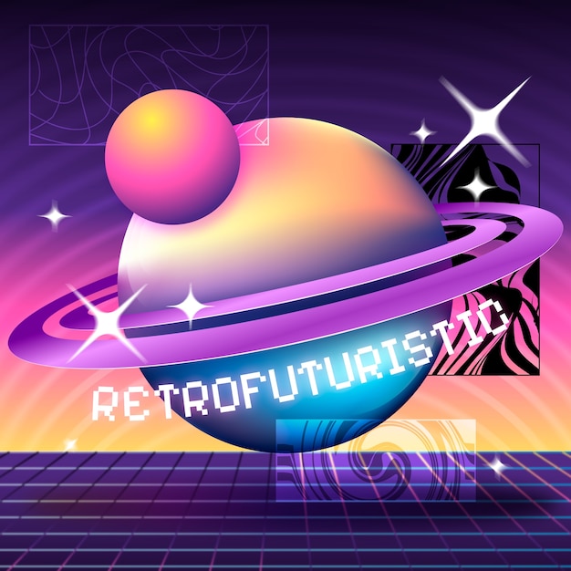 Vector retro futuristic illustration