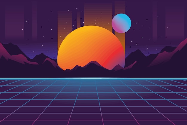 Retro futuristic landscape