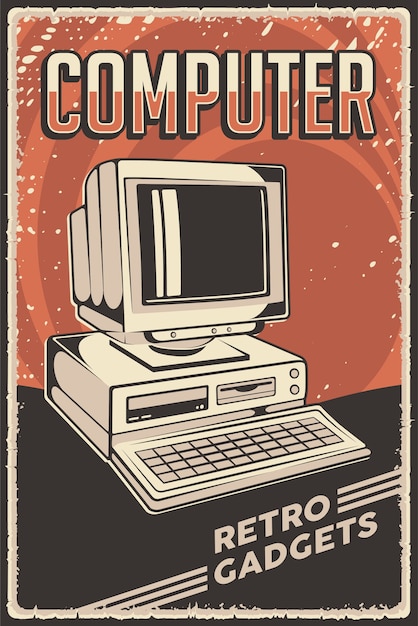 Retro Gadgets Personal Computer Poster