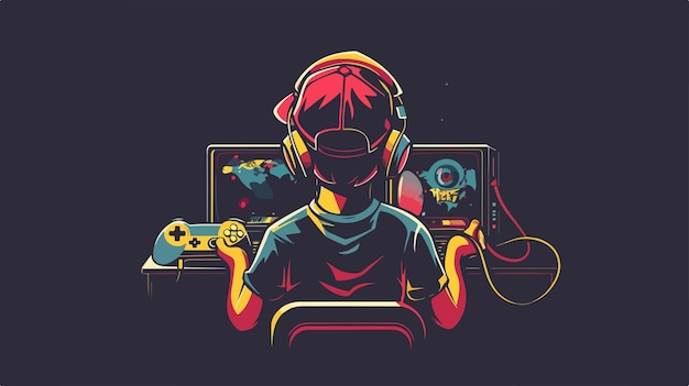 Vector retro gaming character on black background