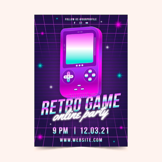 Retro gaming poster illustration