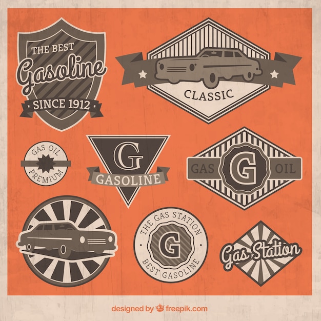 Vector retro garage badges collection