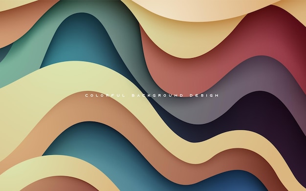 Retro geometric background design Colorful wavy dimension layers