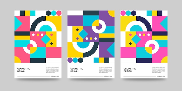 Retro geometric cover design set Premium  