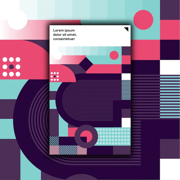 Retro geometric cover design set Premium  