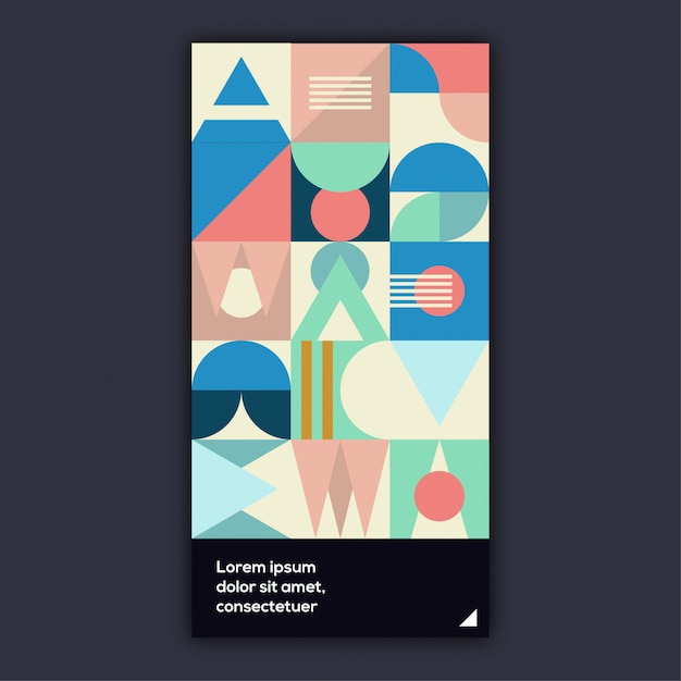 Retro geometric cover design set Premium  