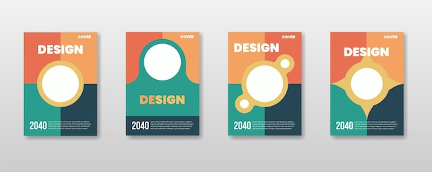 Retro Geometric Cover Design Template in A4.