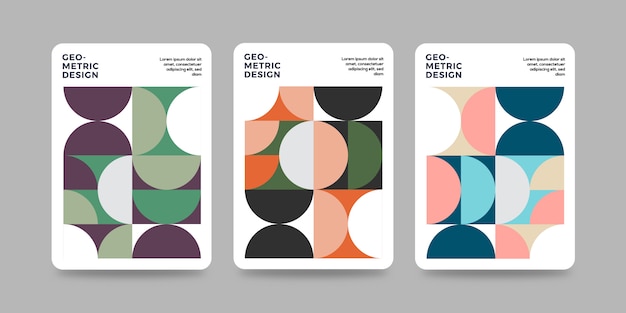 Retro geometric cover template with bauhaus design