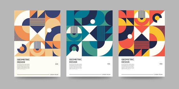 Retro geometric cover template with bauhaus design