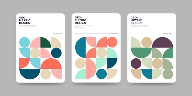 Retro geometric cover template with bauhaus design