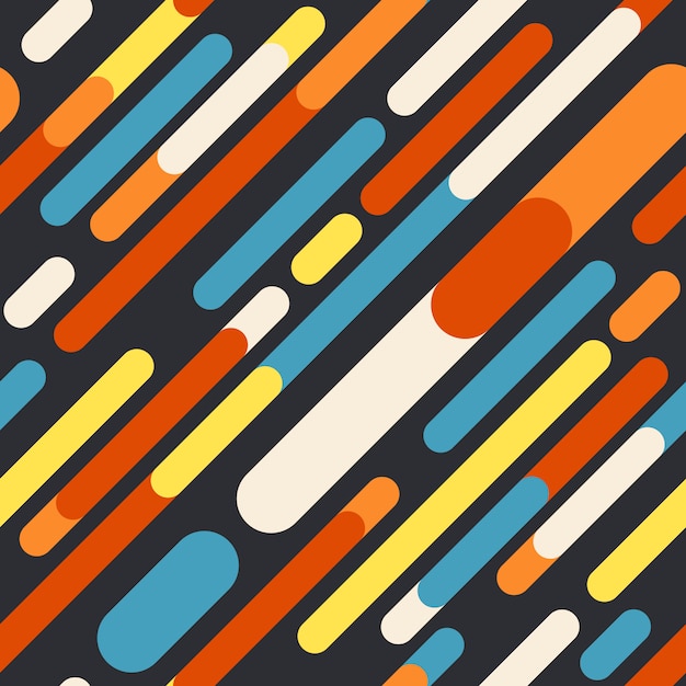 Retro geometric seamless pattern with rounded lines.