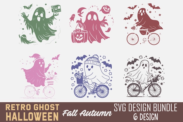 Retro Ghost Halloween Fall Autumn T shirt Design Bundle Quotes about Autumn Fall T shirt Autumn