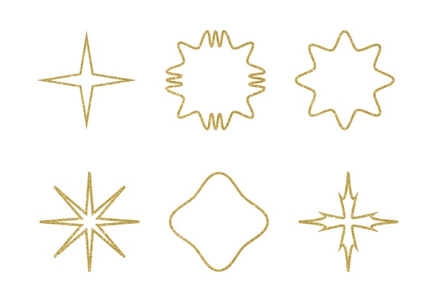 Retro golden glitter geometric outline shapes. Vector illustration