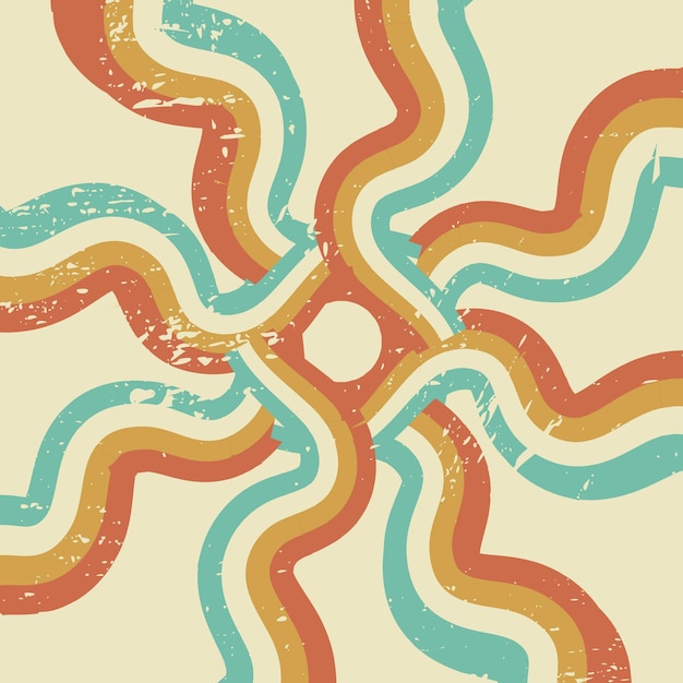 Retro groovy background Abstract colorful and textured wavy shapes design