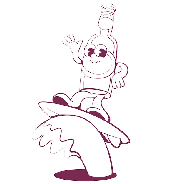 Retro groovy bottle mascot characharacter