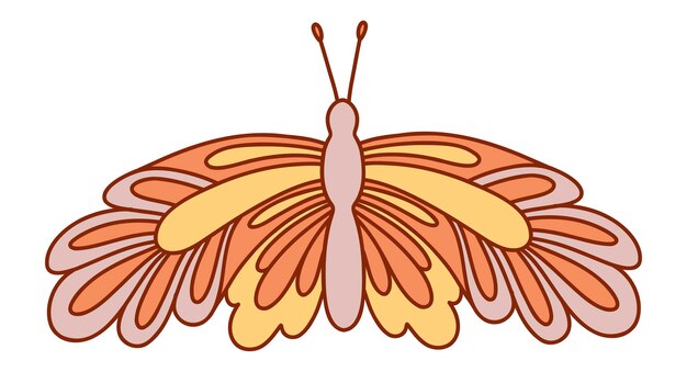 Retro groovy butterfly. Vector illustration