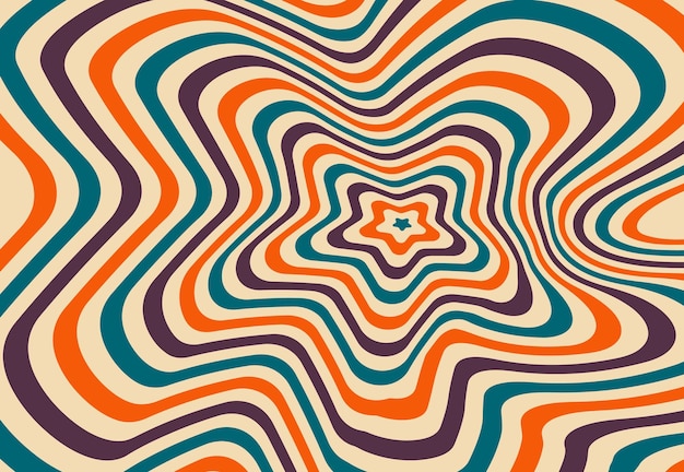 Retro groovy psychedelic wavy background