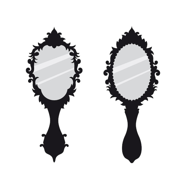 Retro hand mirror in gothic style