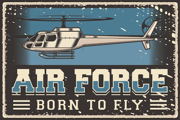 Retro Helicopter Air Force Poster