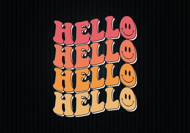 Retro hello wavy t-shirt design vector