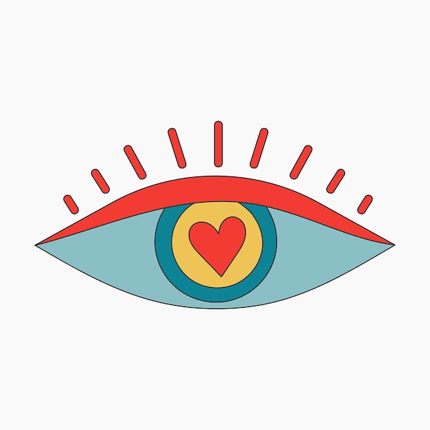 Retro hippie lovely eye illustration