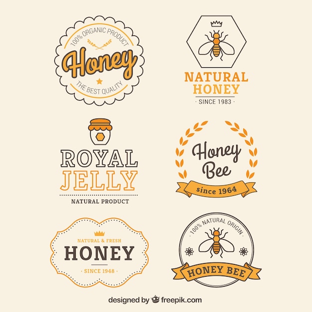 Vector retro honey badges