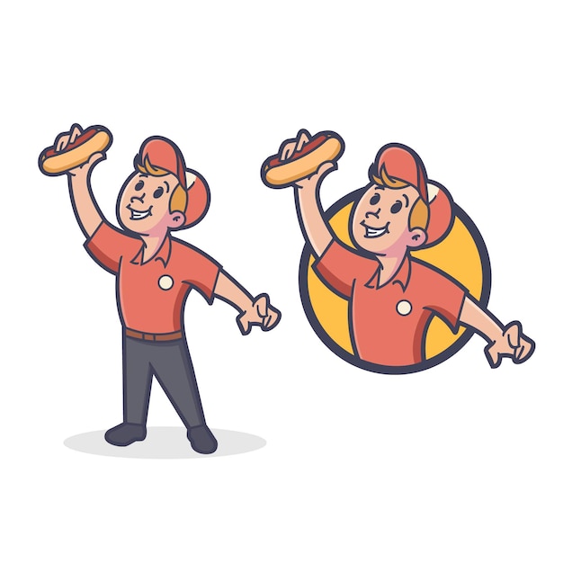 Retro Hotdog Mascot Logo