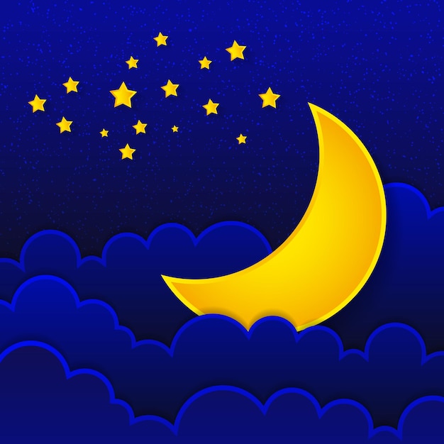 Retro illustration moon wishing good night. EPS10 vector.