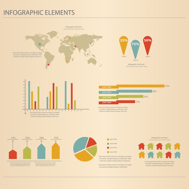 Retro infographics set.