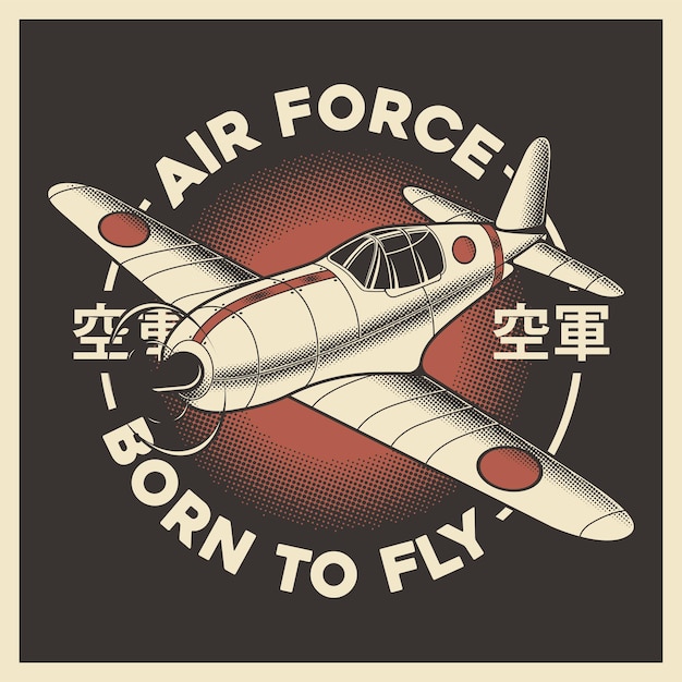 Retro Japanese Air Force Airplane Aeroplane