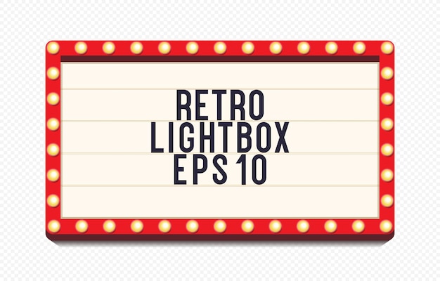 Retro lightbox 3d realistic template with lightbulb