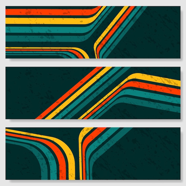 Retro lines banners set