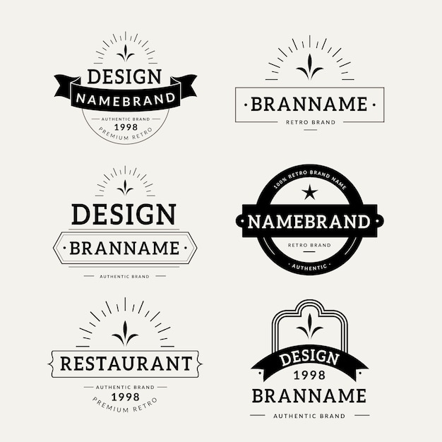 Vector retro logo collection template