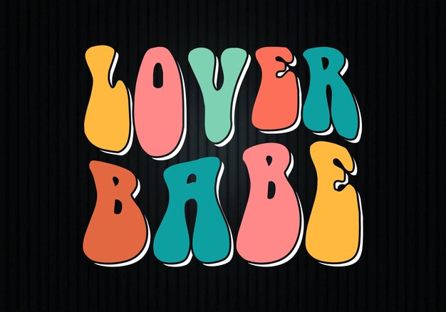 Retro lover babe wavy t-shirt design vector