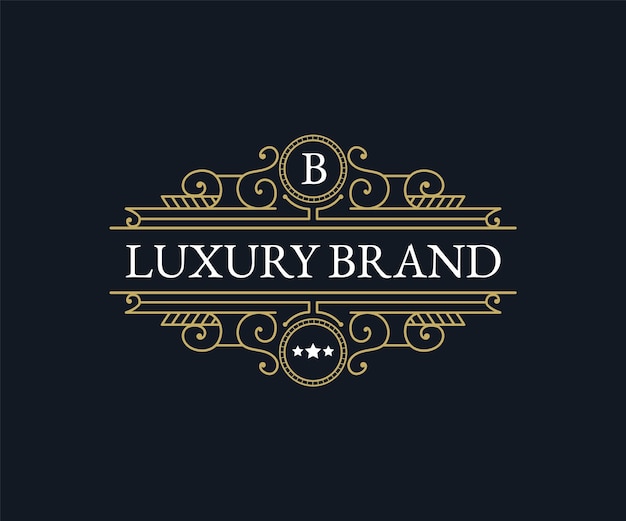 Retro luxury Victorian calligraphic emblem heraldic logo template with decorative ornamental frame