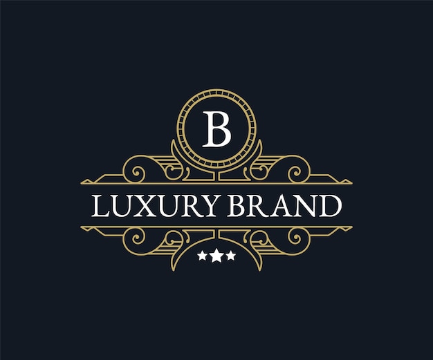 Retro luxury Victorian calligraphic emblem heraldic logo template with decorative ornamental frame