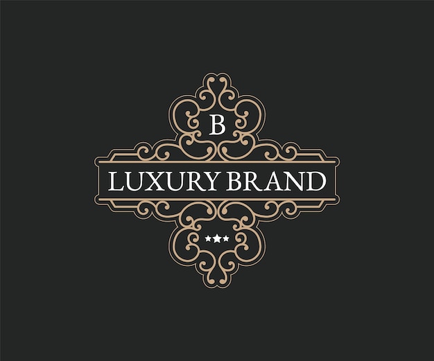 Retro luxury Victorian calligraphic emblem heraldic logo template with decorative ornamental frame