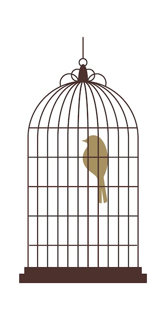 Retro metal birdcage flat illustration