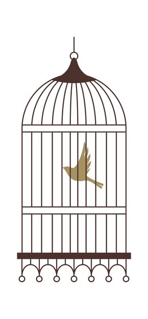 Retro metal birdcage flat illustration