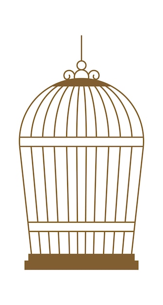 Retro metal birdcage flat illustration