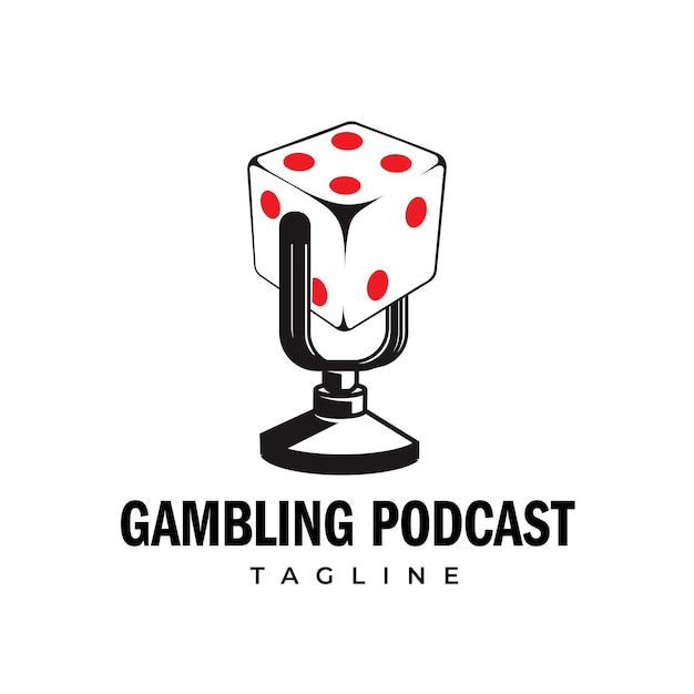 Retro Microphone Dice Gambling Podcast Logo Template