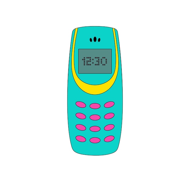 Retro mobile phone from 90s Vector Illustration 2000s aesthetic Nostalgia for 1990s