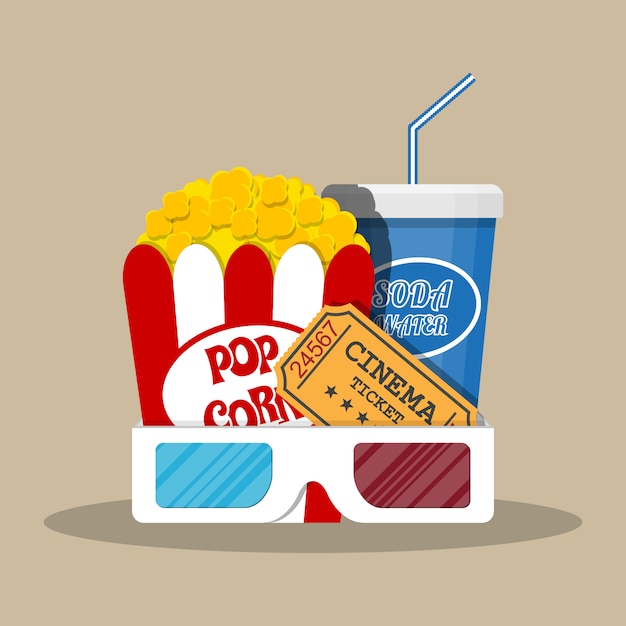 Vector retro movie set. cinema items