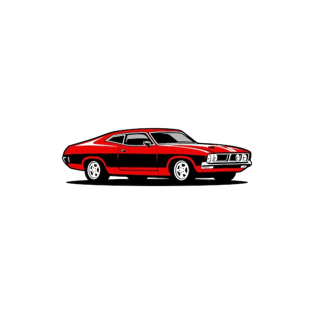 retro muscle car illustration vector